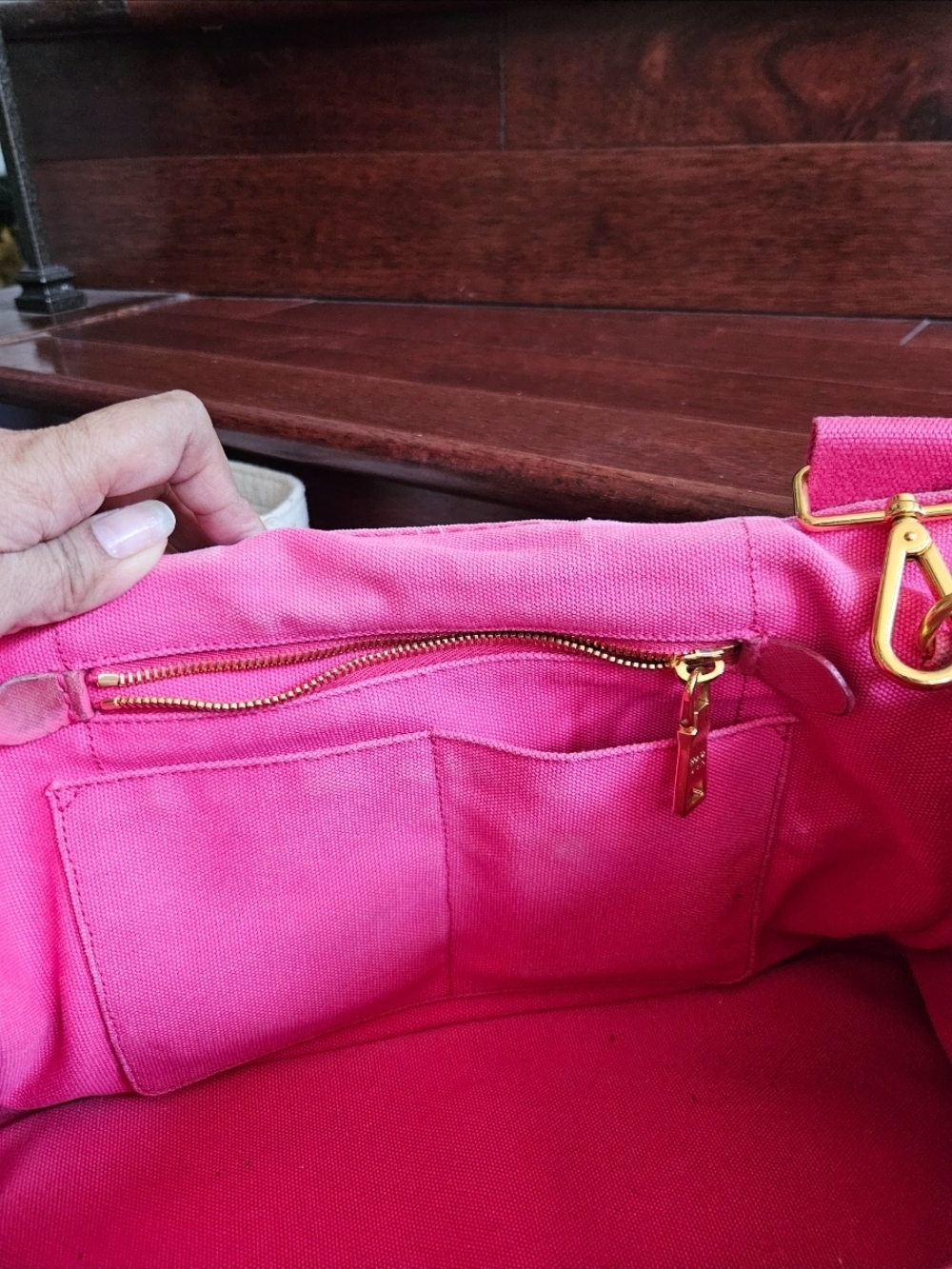 Prada Canapa With A Strap. Hot Pink Canvas Tote - Picture 4 of 7